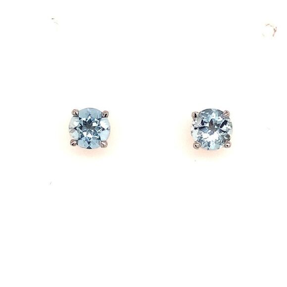 Natural Aquamarine Stud Earrings 14k White Gold 1.0 CTW Certified $590 111539 - Picture 3 of 11